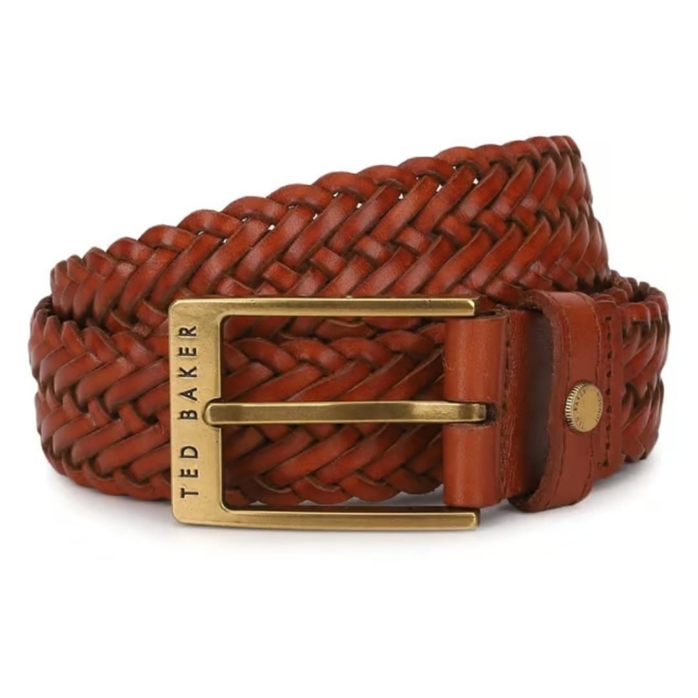 Ted Baker Tan Braided Mens Leather Belt Size M/L NWT